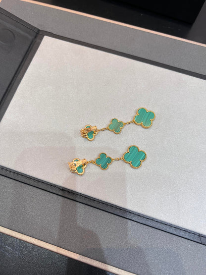 [✨Rose💎]TRÈFLE MALACHITE 3 MOTIFS OR 