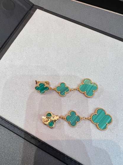 [✨Rose💎]TRÈFLE MALACHITE 3 MOTIFS OR 