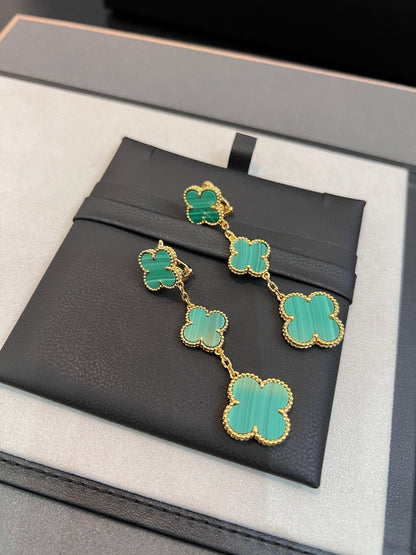 [✨Rose💎]TRÈFLE MALACHITE 3 MOTIFS OR 