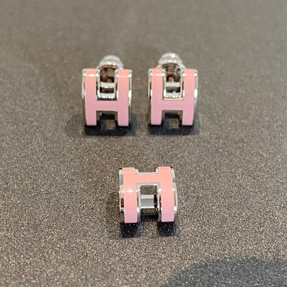 [✨Rose💎]MINI POP H BOUCLES D'OREILLES ARGENTÉES ROSE