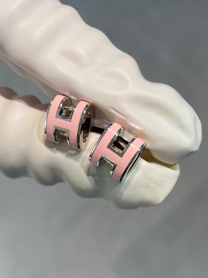 [✨Rose💎]MINI POP H BOUCLES D'OREILLES ARGENTÉES ROSE