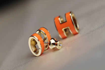 [✨Rose💎]MINI BOUCLES D'OREILLES POP H ORANGE