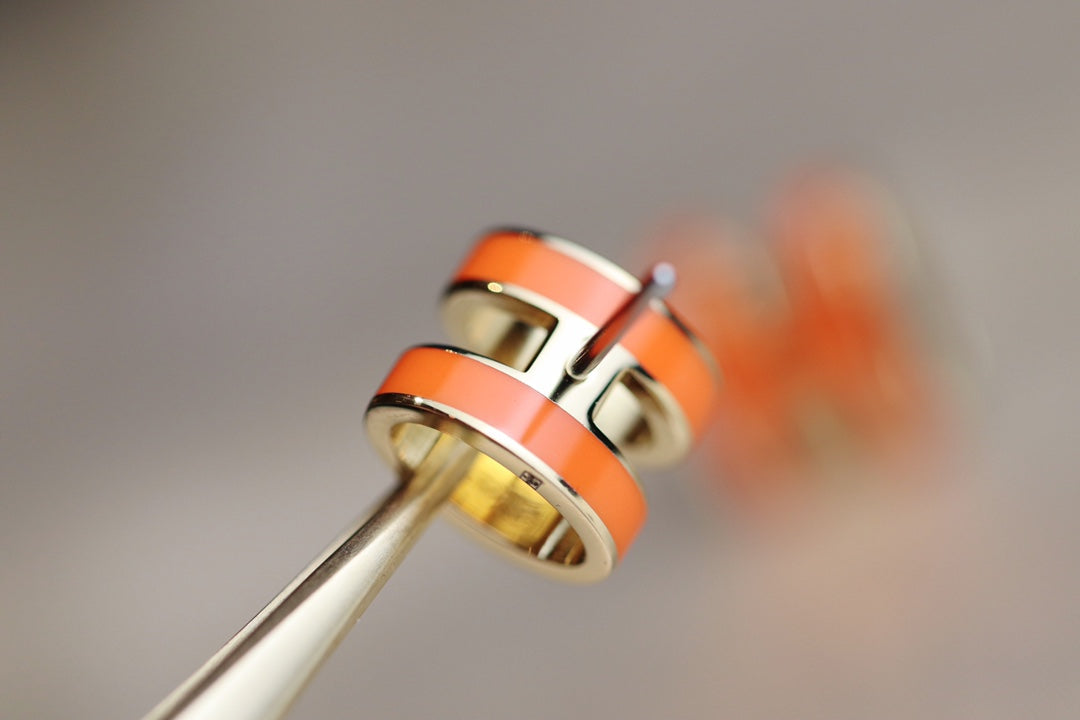 [✨Rose💎]MINI BOUCLES D'OREILLES POP H ORANGE