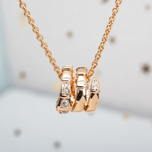 [✨Rose💎] COLLIER SERPENTI EN OR ROSE ET DIAMANT