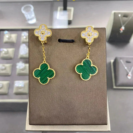 [✨Rose💎]CLOVER  2 MOTIFS  DIAMOND  EARRINGS (MULTIPLE CHOICESç´