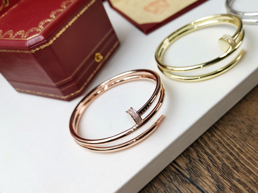 [✨Rose💎]BRACELET JUSTE 3.5MM DIAMANT DOUBLE RANG