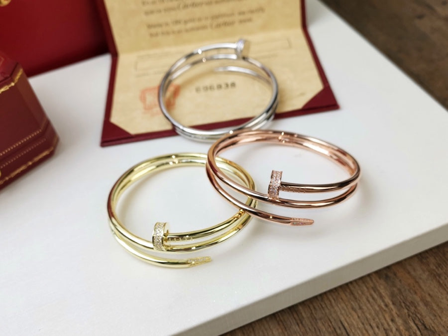 [✨Rose💎]BRACELET JUSTE 3.5MM DIAMANT DOUBLE RANG
