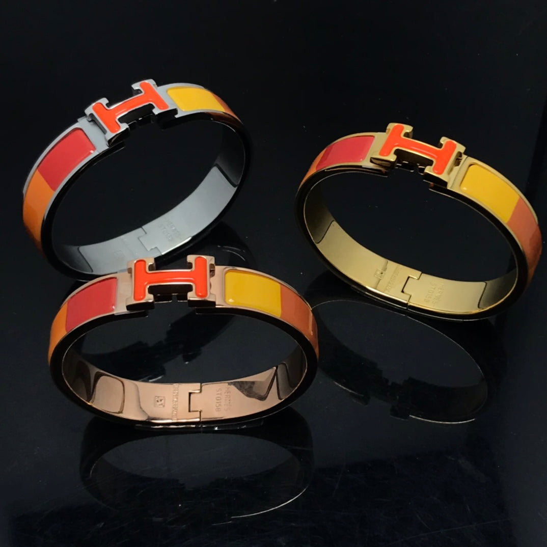 [✨Rose💎]H BRACELET ORANGE ARC-EN-CIEL CÉRAMIQUE