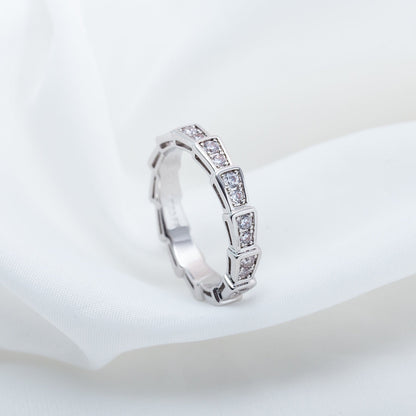 [✨Rose💎]BAGUE SERPENTI ARGENT PAVÉ DIAMANTS 3MM