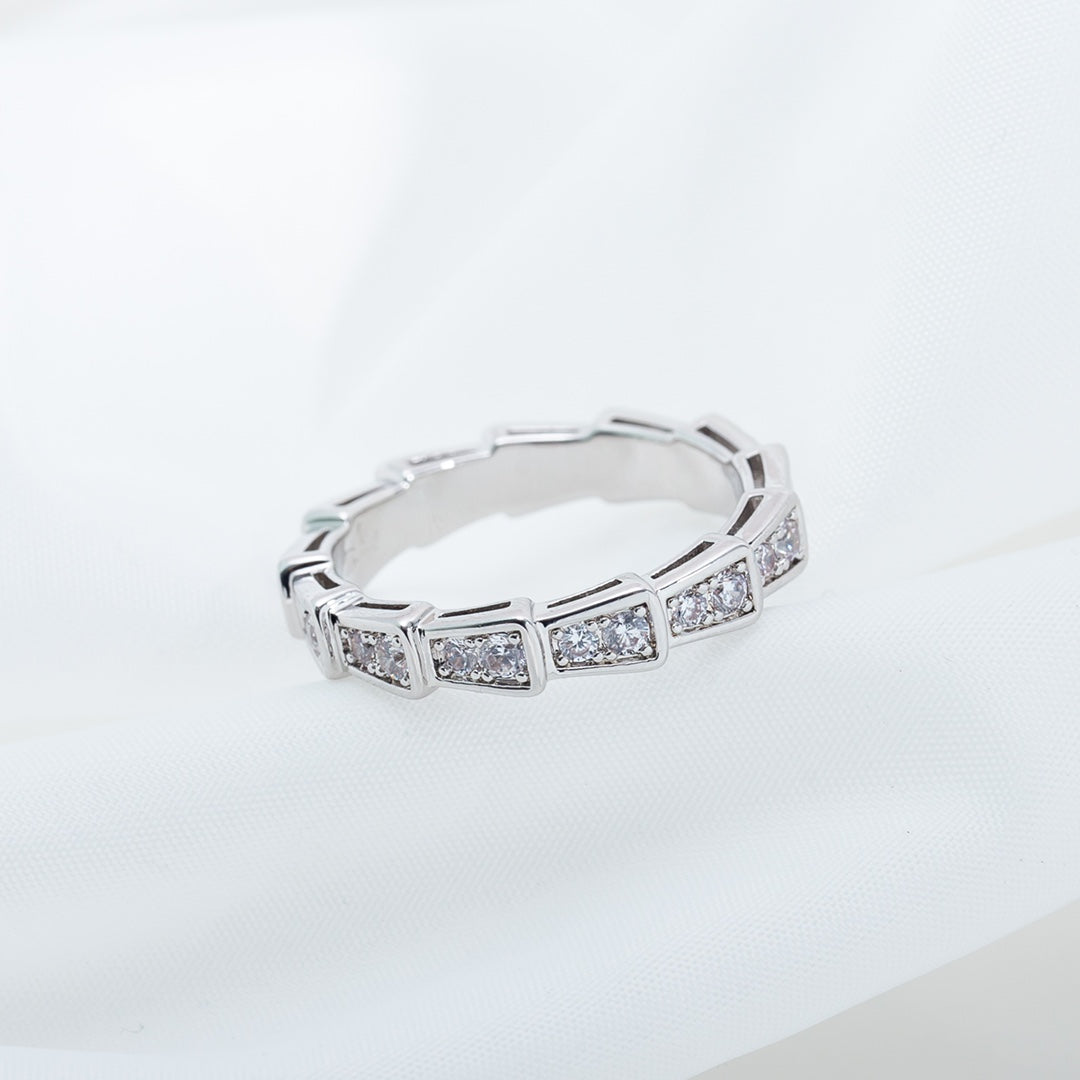 [✨Rose💎]BAGUE SERPENTI ARGENT PAVÉ DIAMANTS 3MM