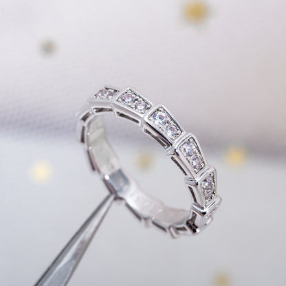 [✨Rose💎]BAGUE SERPENTI ARGENT PAVÉ DIAMANTS 3MM