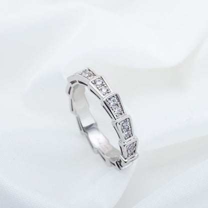 [✨Rose💎]BAGUE SERPENTI ARGENT PAVÉ DIAMANTS 3MM
