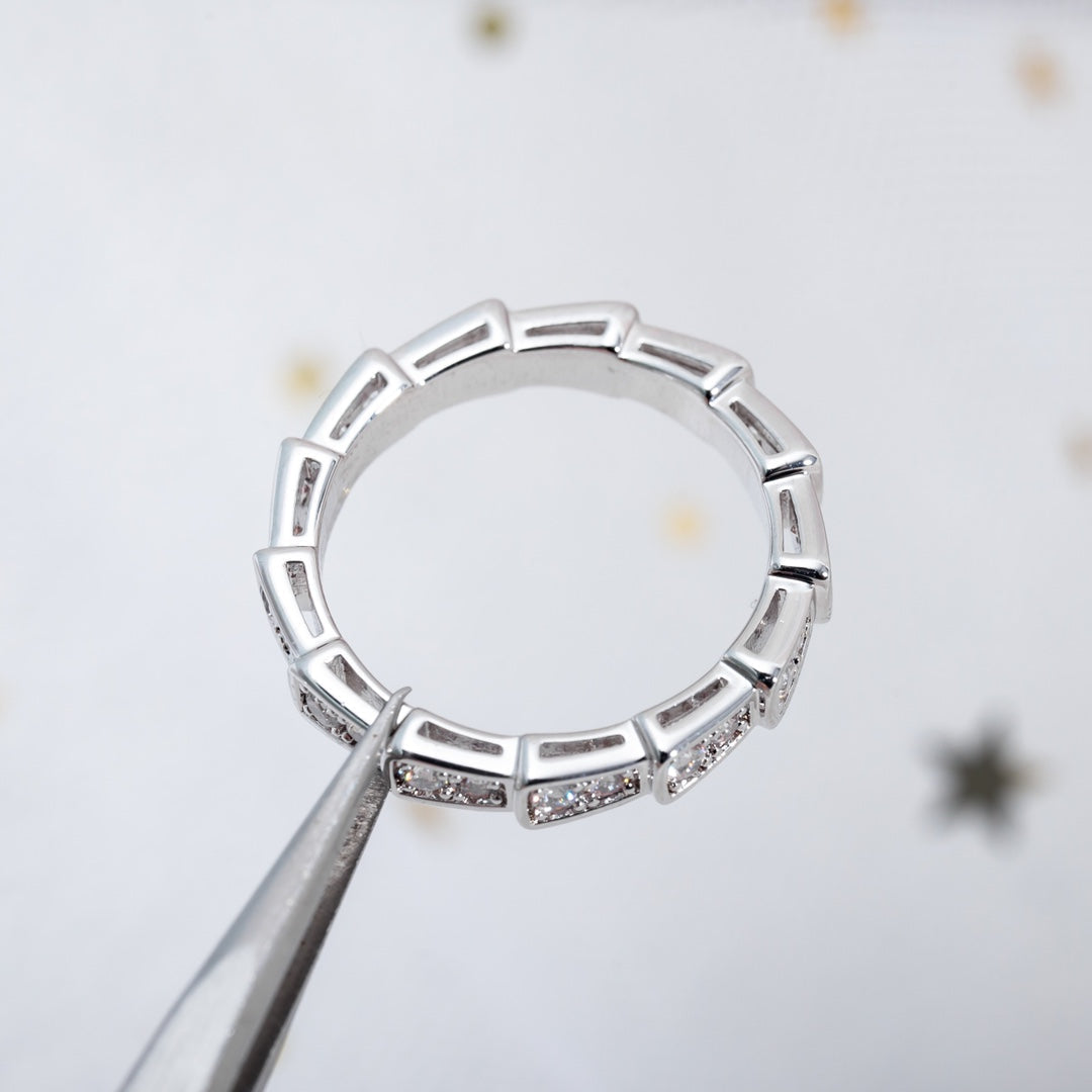 [✨Rose💎]BAGUE SERPENTI ARGENT PAVÉ DIAMANTS 3MM