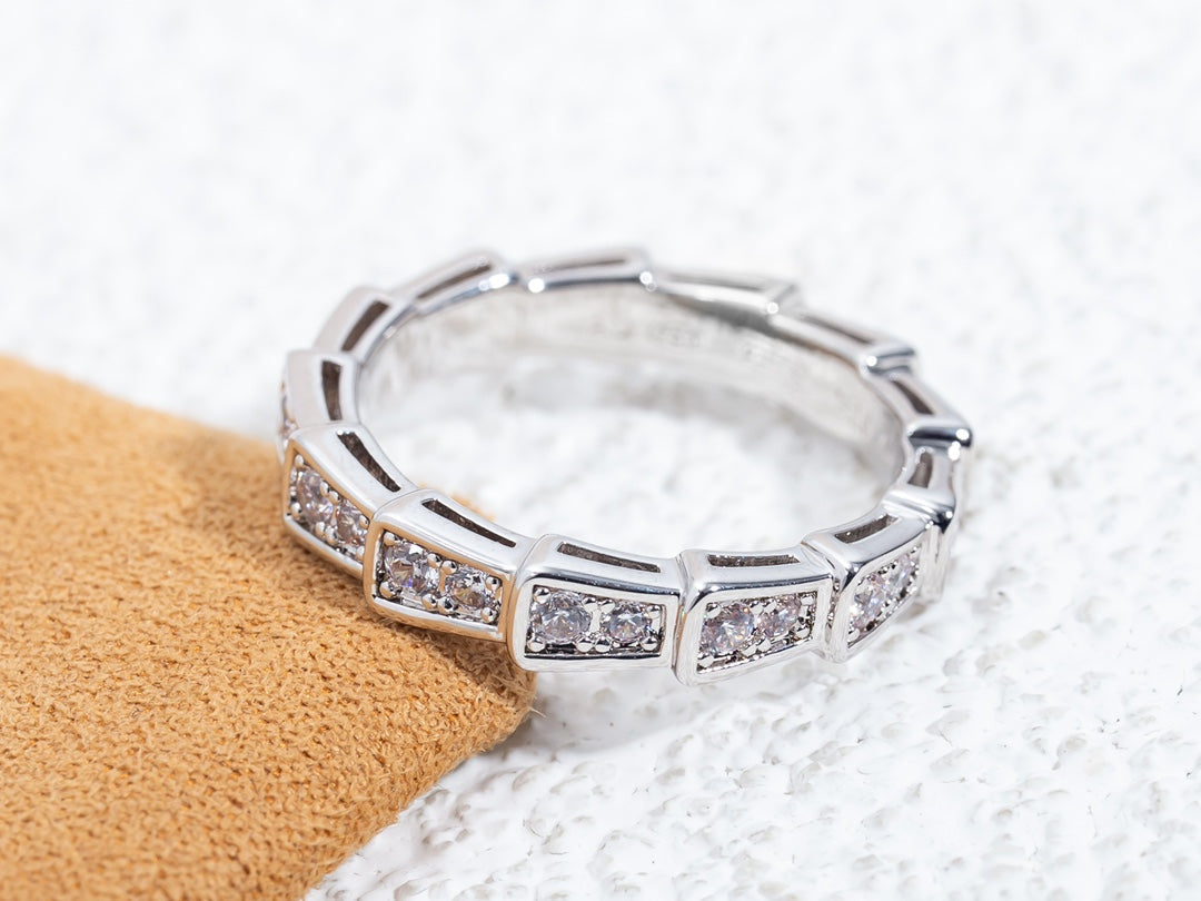 [✨Rose💎]BAGUE SERPENTI ARGENT PAVÉ DIAMANTS 3MM