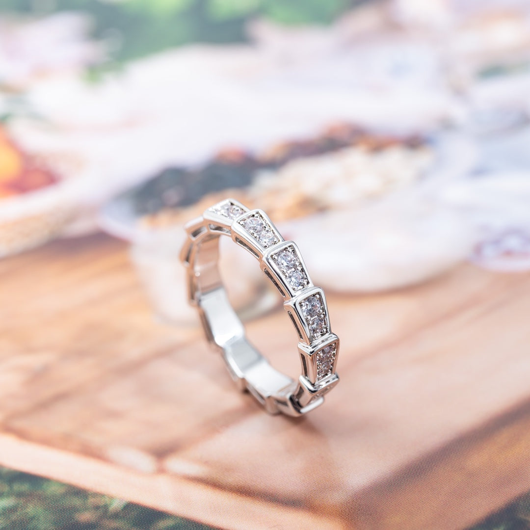 [✨Rose💎]BAGUE SERPENTI ARGENT PAVÉ DIAMANTS 3MM