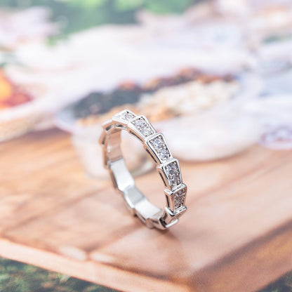 [✨Rose💎]BAGUE SERPENTI ARGENT PAVÉ DIAMANTS 3MM