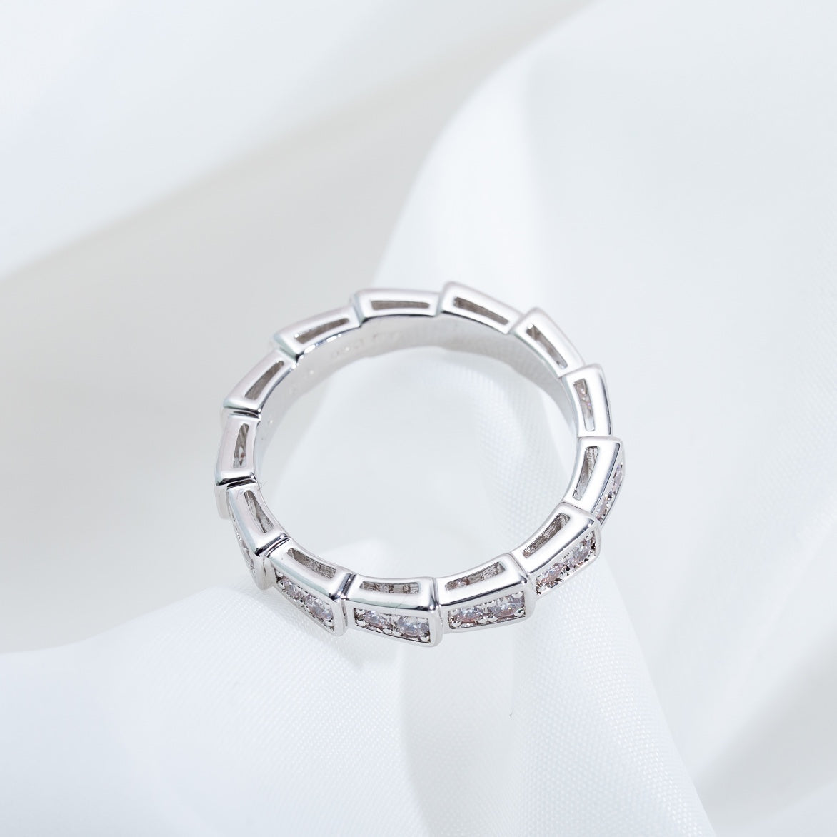 [✨Rose💎]BAGUE SERPENTI ARGENT PAVÉ DIAMANTS 3MM