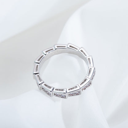 [✨Rose💎]BAGUE SERPENTI ARGENT PAVÉ DIAMANTS 3MM