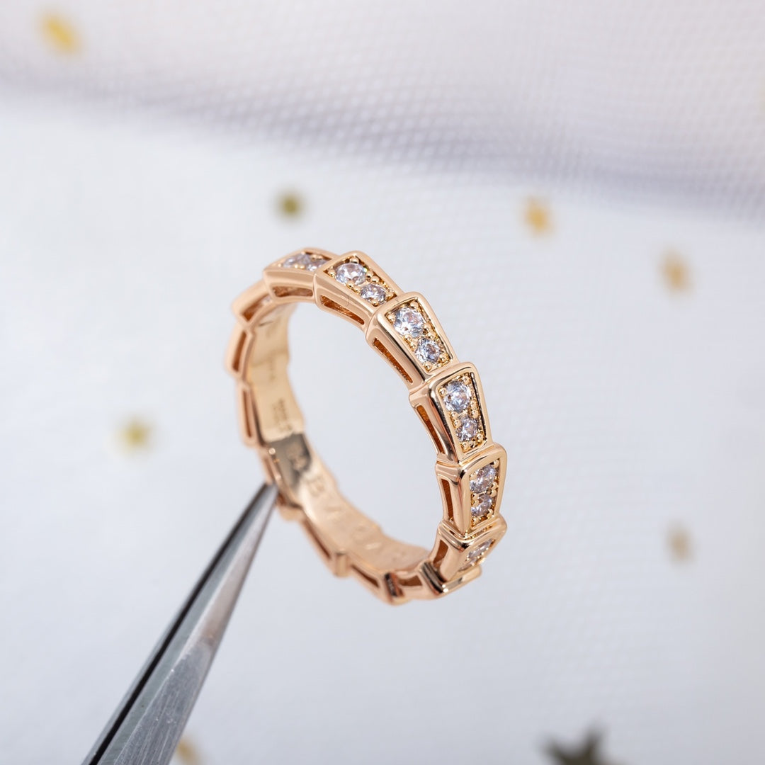 [✨Rose💎]BAGUE SERPENTI OR ROSE PAVÉE DIAMANTS 3MM