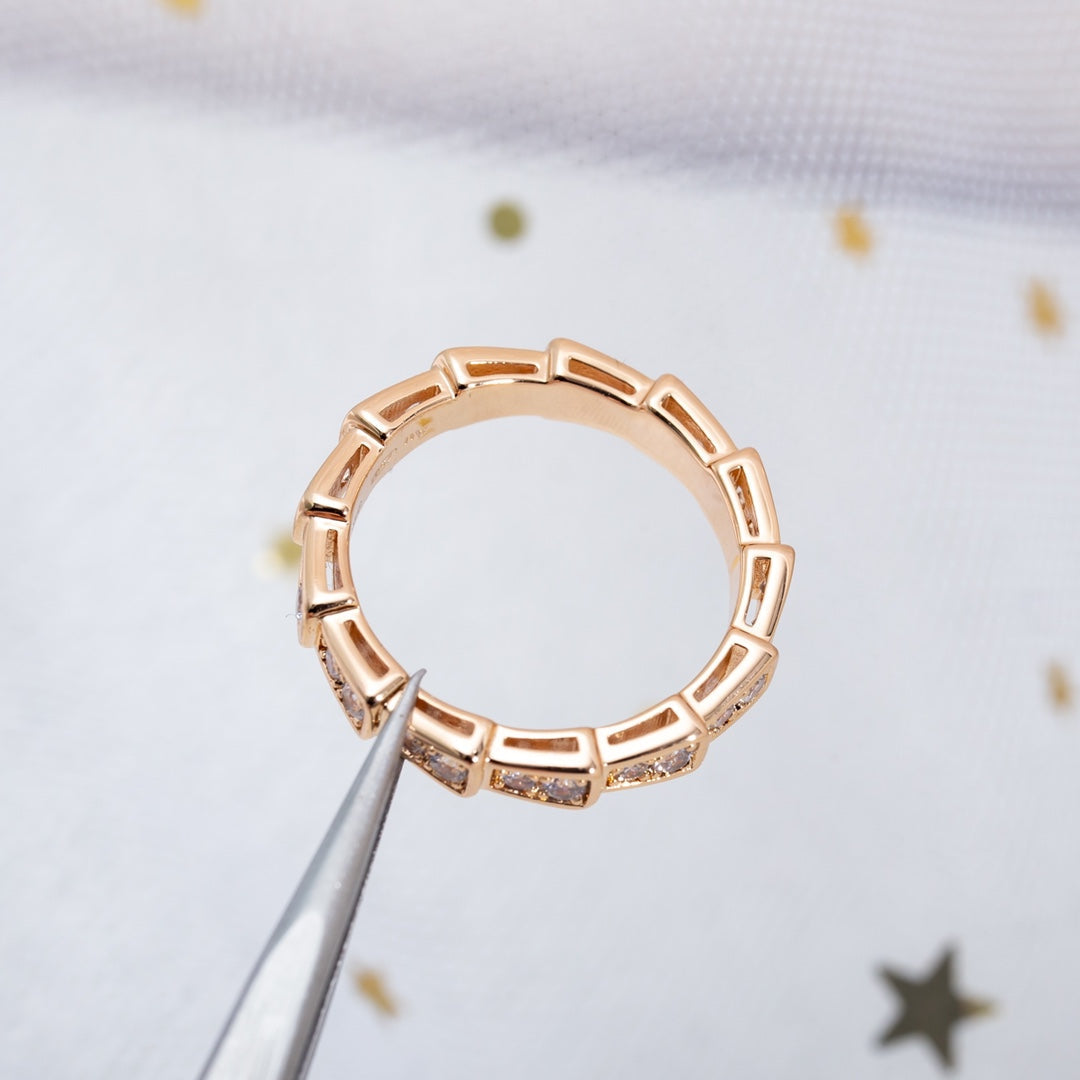 [✨Rose💎]BAGUE SERPENTI OR ROSE PAVÉE DIAMANTS 3MM