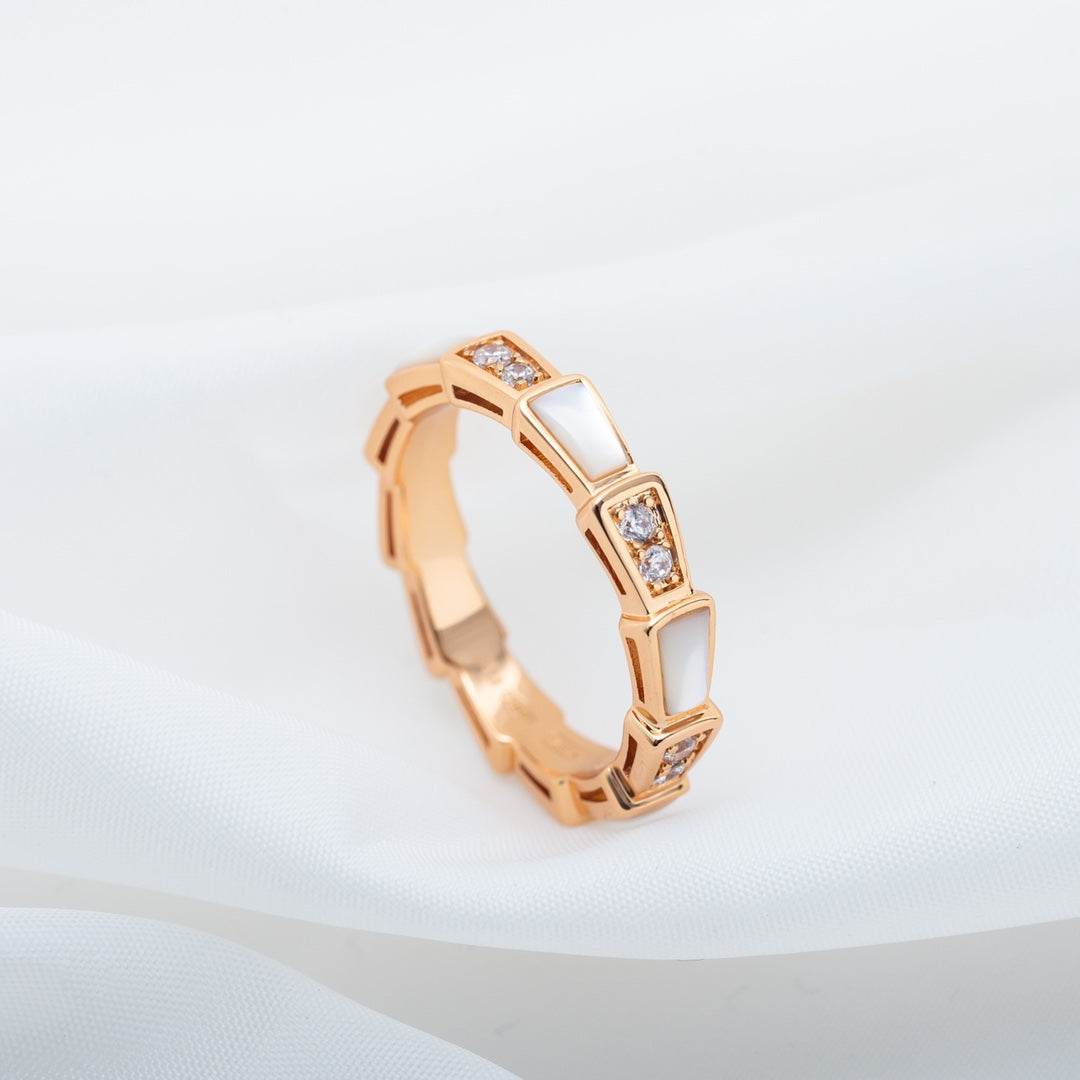 [✨Rose💎]BAGUE SERPENTI OR ROSE DIAMANT NACRE 3MM