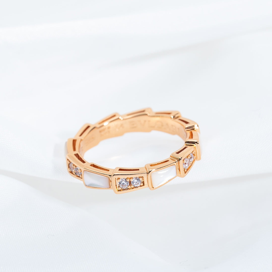 [✨Rose💎]BAGUE SERPENTI OR ROSE DIAMANT NACRE 3MM
