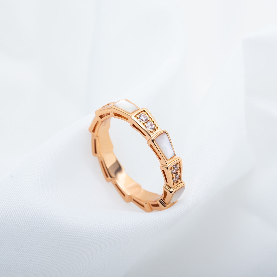 [✨Rose💎]BAGUE SERPENTI OR ROSE DIAMANT NACRE 3MM