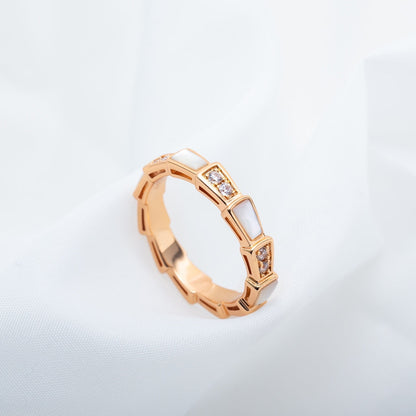 [✨Rose💎]BAGUE SERPENTI OR ROSE DIAMANT NACRE 3MM