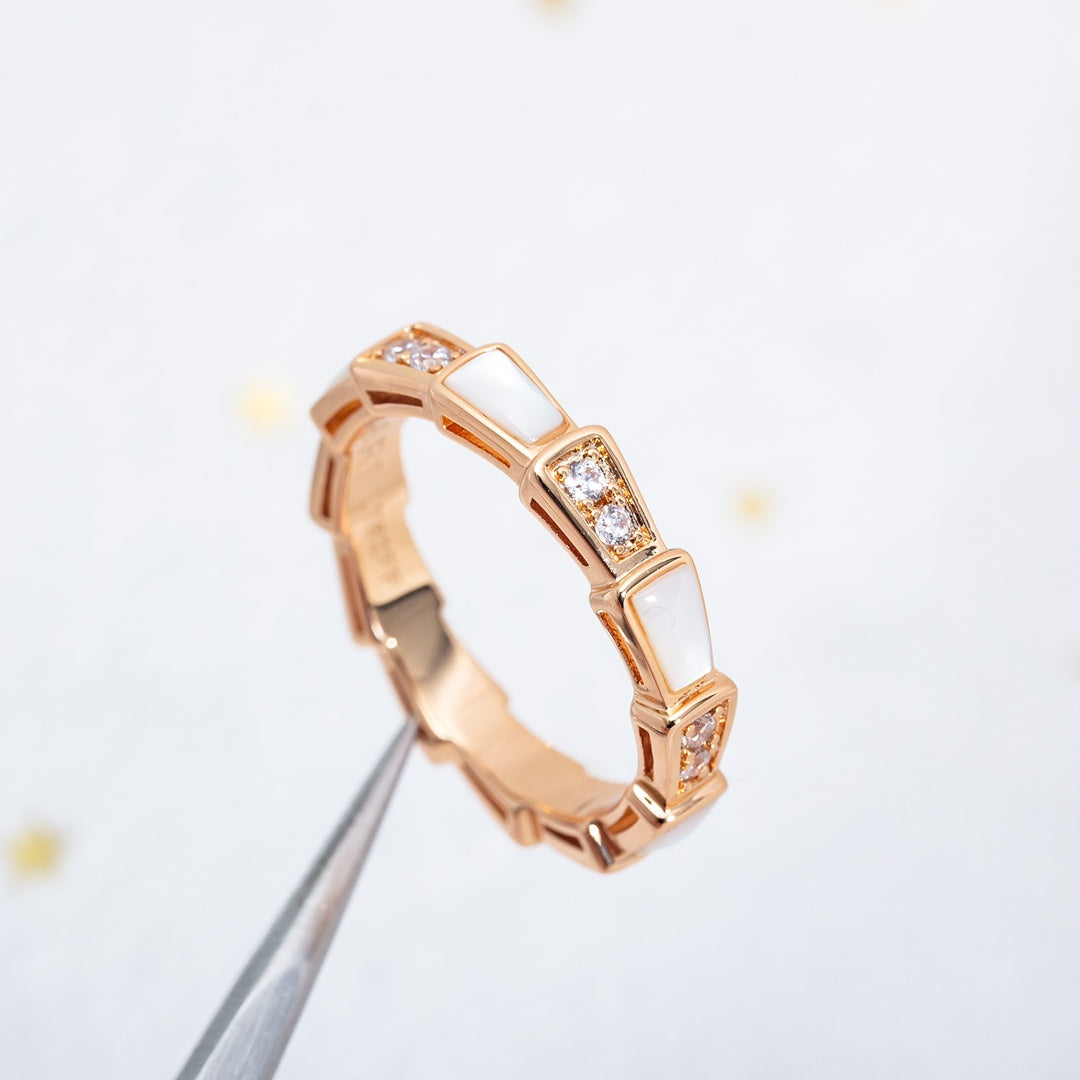 [✨Rose💎]BAGUE SERPENTI OR ROSE DIAMANT NACRE 3MM
