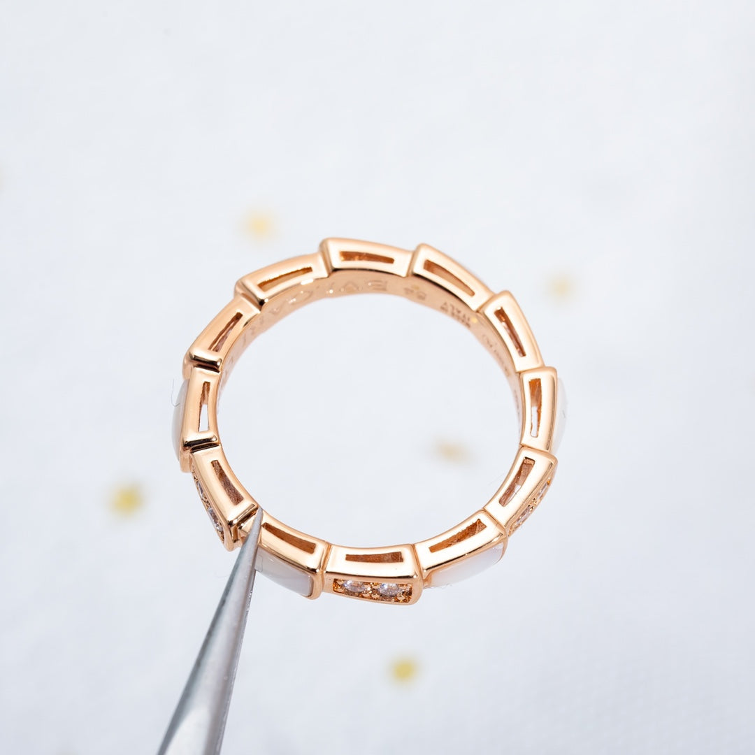 [✨Rose💎]BAGUE SERPENTI OR ROSE DIAMANT NACRE 3MM