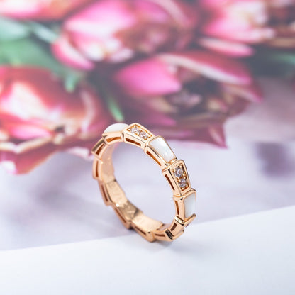 [✨Rose💎]BAGUE SERPENTI OR ROSE DIAMANT NACRE 3MM