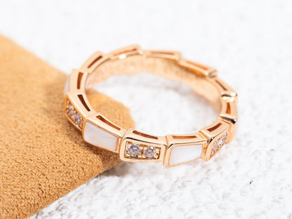 [✨Rose💎]BAGUE SERPENTI OR ROSE DIAMANT NACRE 3MM