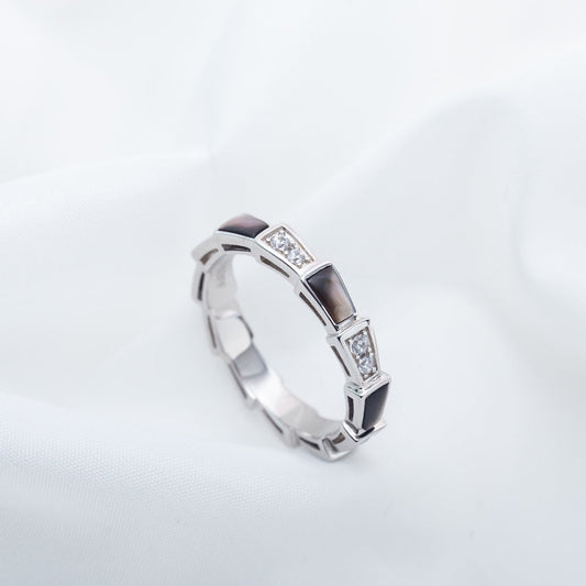 [✨Rose💎]SERPENTI RING SILVER  DIAMOND BLACK MOP 3MM
