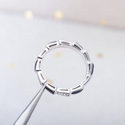 [✨Rose💎]BAGUE SERPENTI ARGENT DIAMANT NACRE NOIRE 3MM