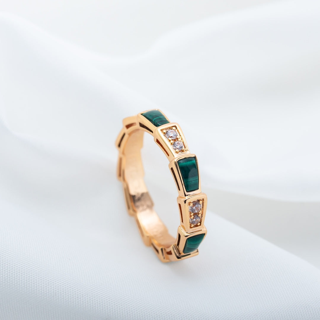[✨Rose💎]BAGUE SERPENTI OR ROSE MALACHITE DIAMANT 3MM