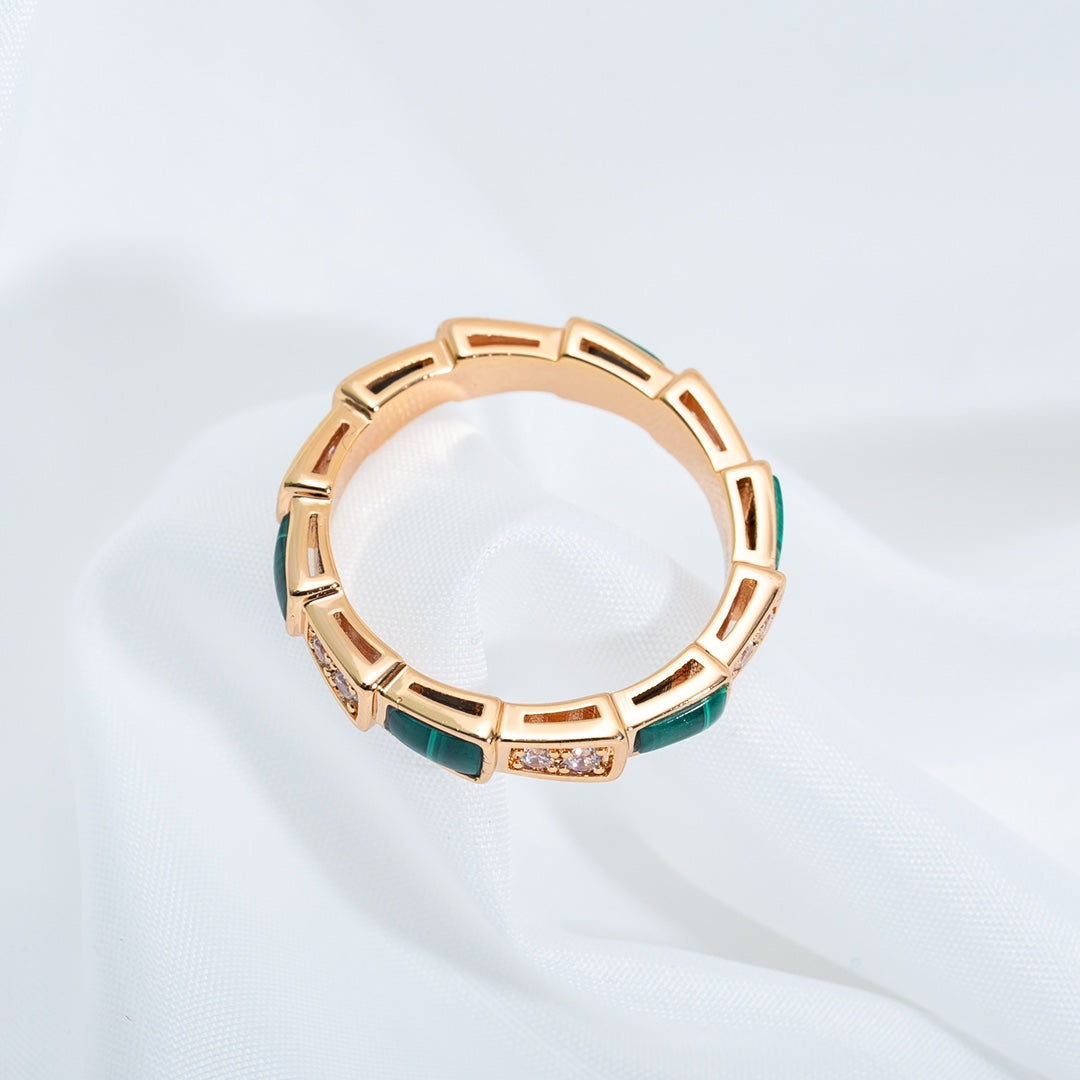 [✨Rose💎]BAGUE SERPENTI OR ROSE MALACHITE DIAMANT 3MM