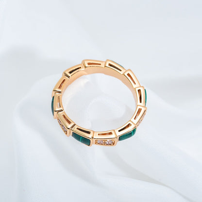 [✨Rose💎]BAGUE SERPENTI OR ROSE MALACHITE DIAMANT 3MM
