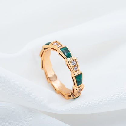 [✨Rose💎]BAGUE SERPENTI OR ROSE MALACHITE DIAMANT 3MM