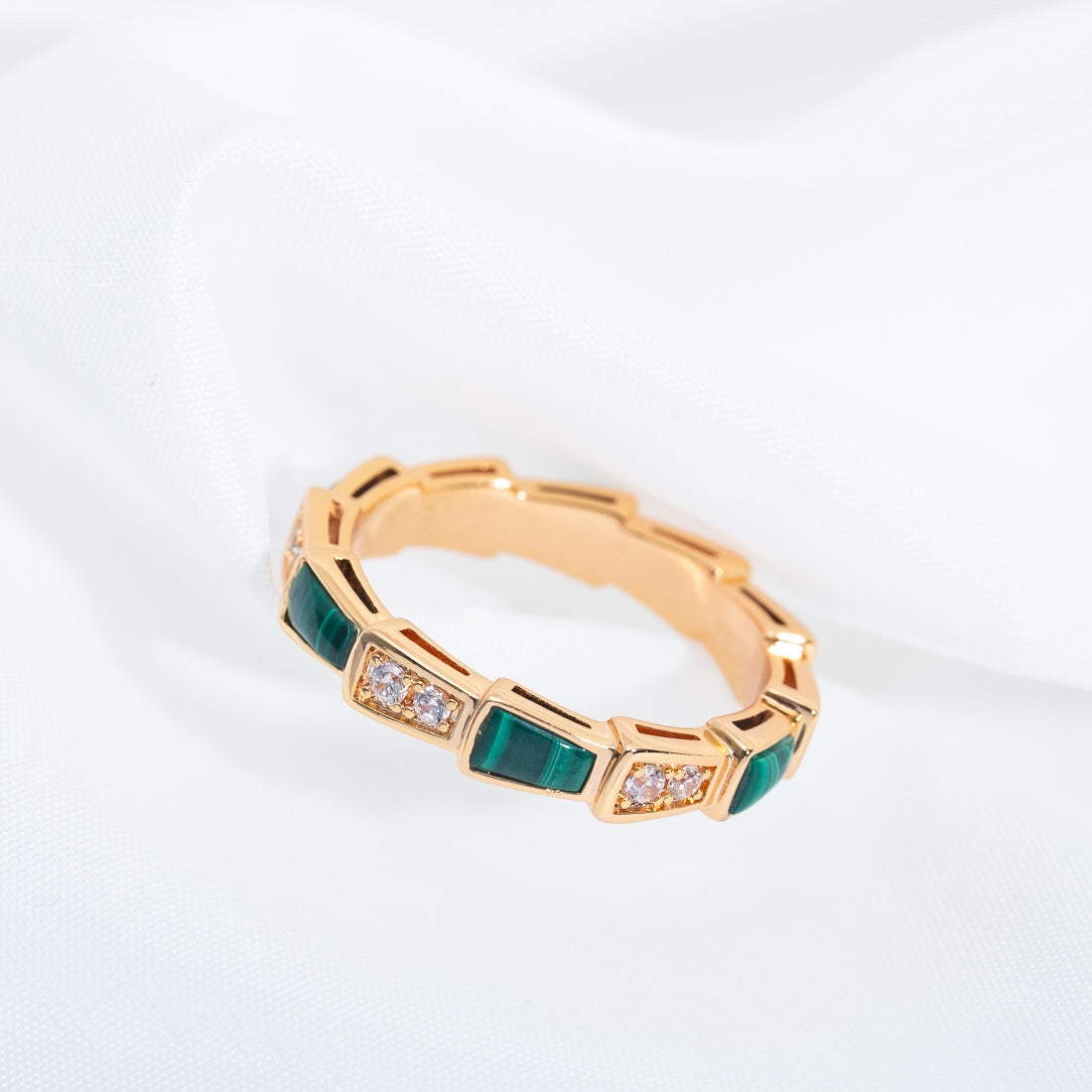 [✨Rose💎]BAGUE SERPENTI OR ROSE MALACHITE DIAMANT 3MM