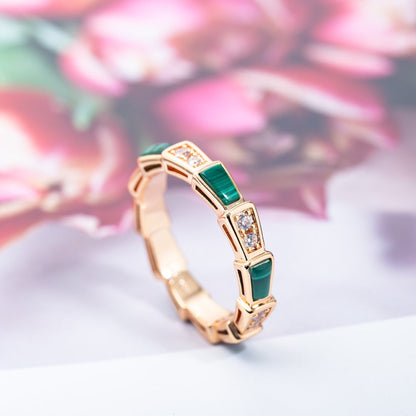 [✨Rose💎]BAGUE SERPENTI OR ROSE MALACHITE DIAMANT 3MM