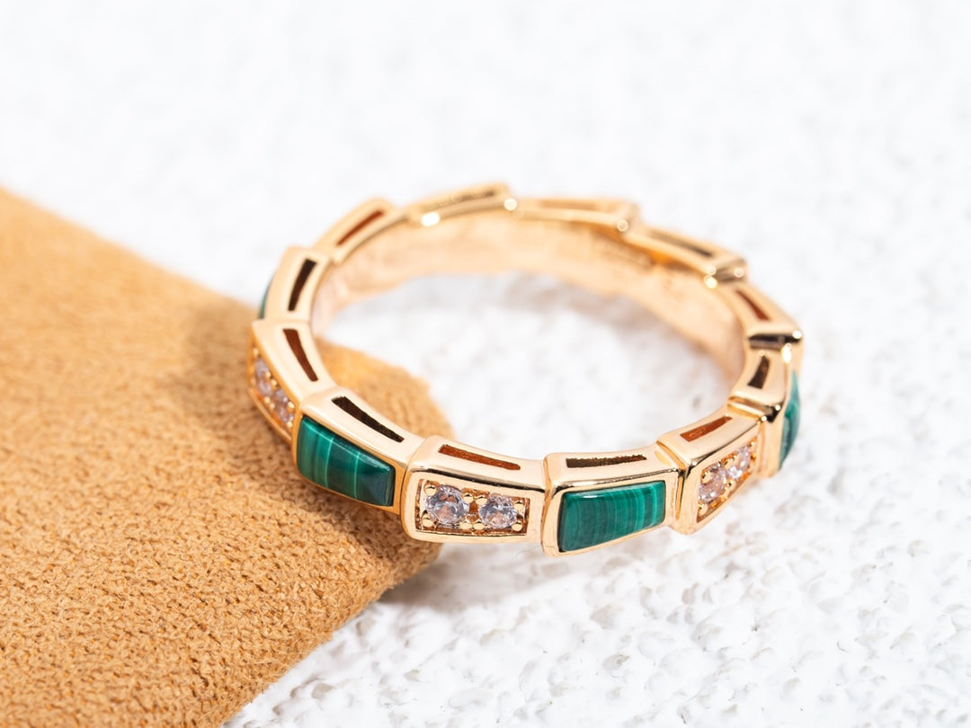 [✨Rose💎]BAGUE SERPENTI OR ROSE MALACHITE DIAMANT 3MM