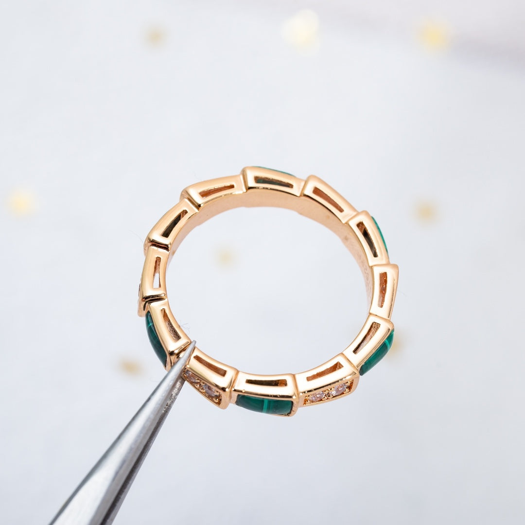 [✨Rose💎]BAGUE SERPENTI OR ROSE MALACHITE DIAMANT 3MM