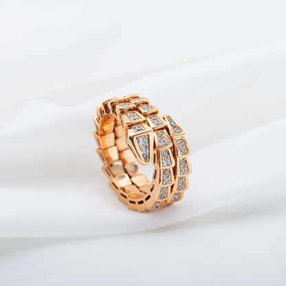 [✨Rose💎]BAGUE SERPENTI OR ROSE DIAMANT DOUBLE RANGÉE