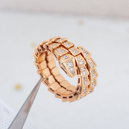 [✨Rose💎]BAGUE SERPENTI OR ROSE DIAMANT DOUBLE RANGÉE
