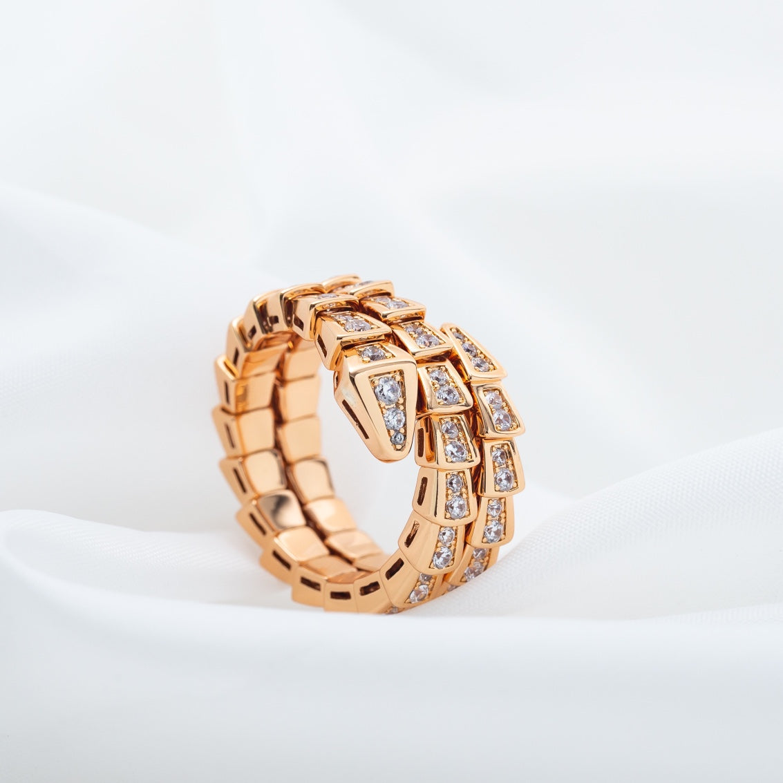 [✨Rose💎]BAGUE SERPENTI OR ROSE DIAMANT DOUBLE RANGÉE