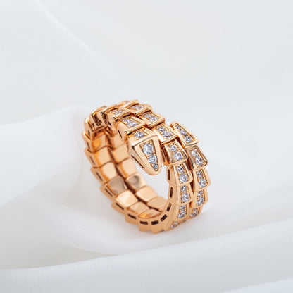 [✨Rose💎]BAGUE SERPENTI OR ROSE DIAMANT DOUBLE RANGÉE