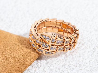 [✨Rose💎]BAGUE SERPENTI OR ROSE DIAMANT DOUBLE RANGÉE
