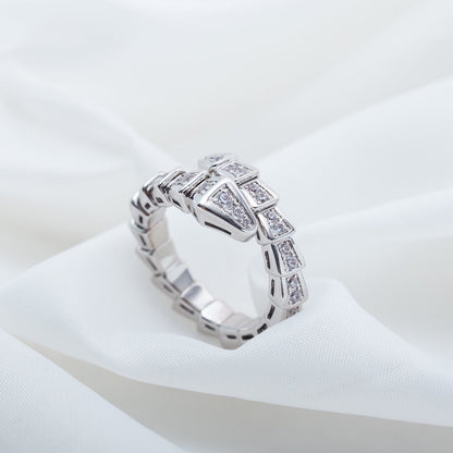 [✨Rose💎]BAGUE SERPENTI ARGENT PAVÉ DIAMANTS 4MM