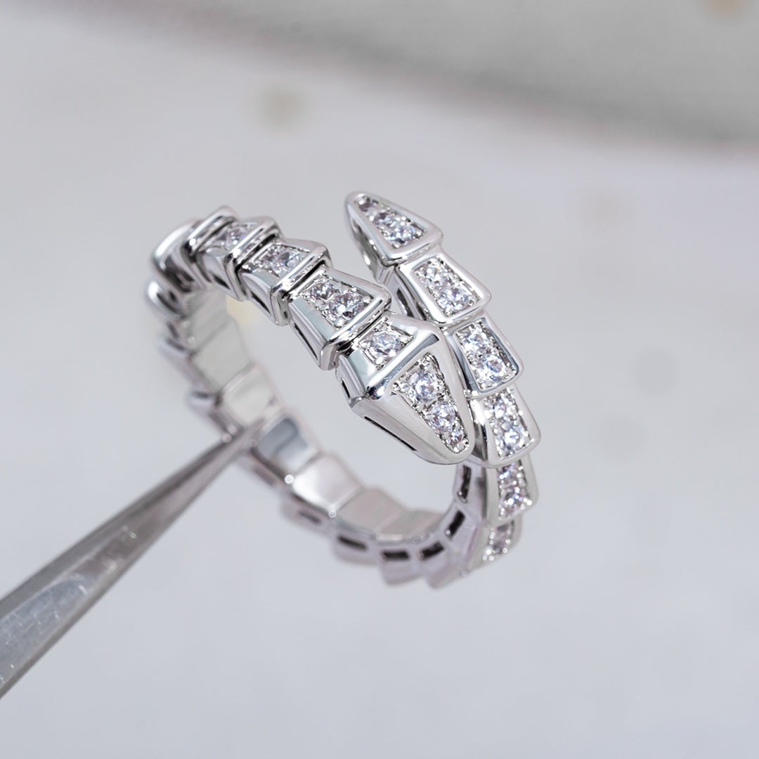 [✨Rose💎]BAGUE SERPENTI ARGENT PAVÉ DIAMANTS 4MM