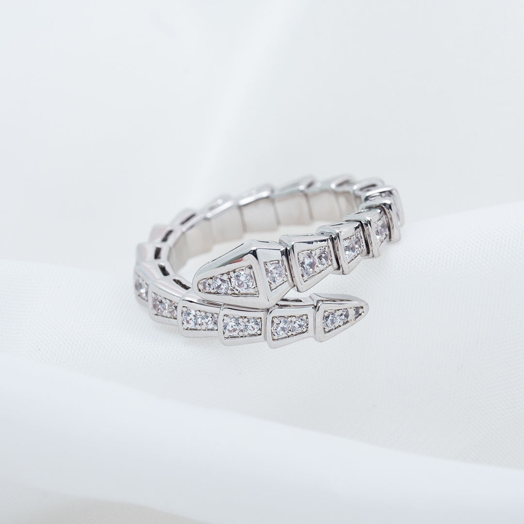 [✨Rose💎]BAGUE SERPENTI ARGENT PAVÉ DIAMANTS 4MM
